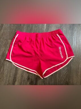 Reebok Bright Pink Women's Athletic Shorts with White Trim
